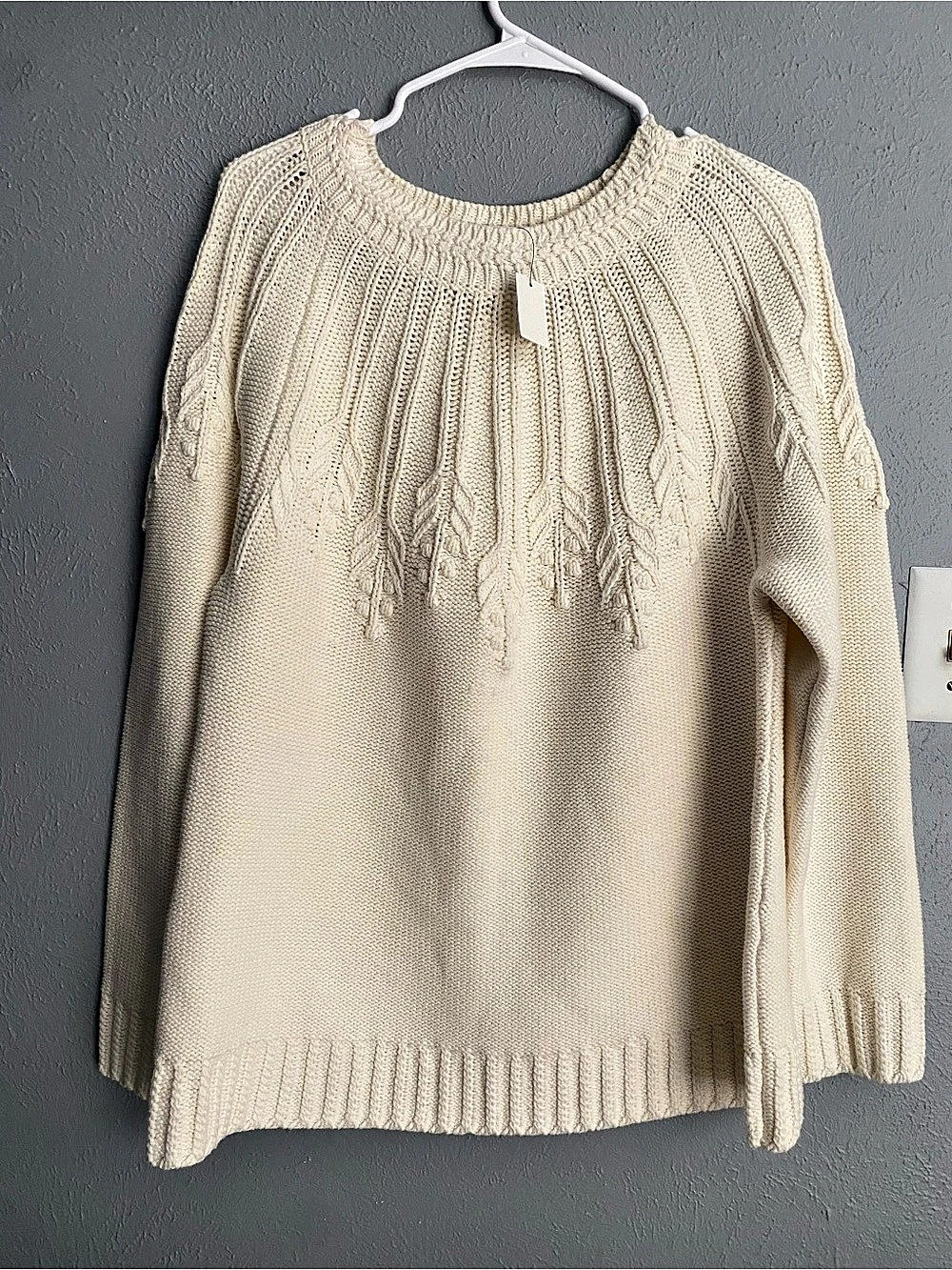 NWT Talbots Knit Yoke Crewneck sweater XL Cotton blend 42